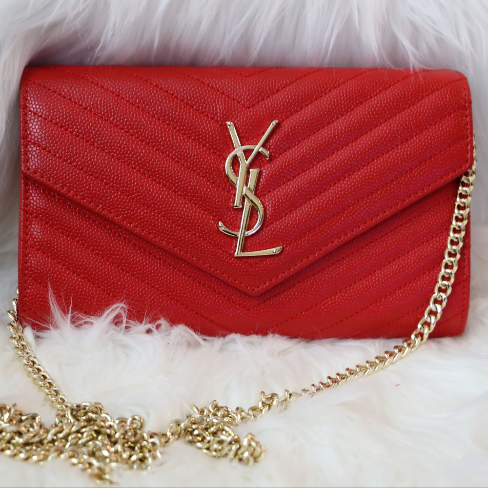 YSL Matelasse Quilted Grained Leather Envelope